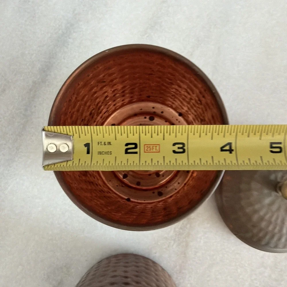 Set Of 2 Vintage Hammered Copper Canisters Brass Pulls GW006
